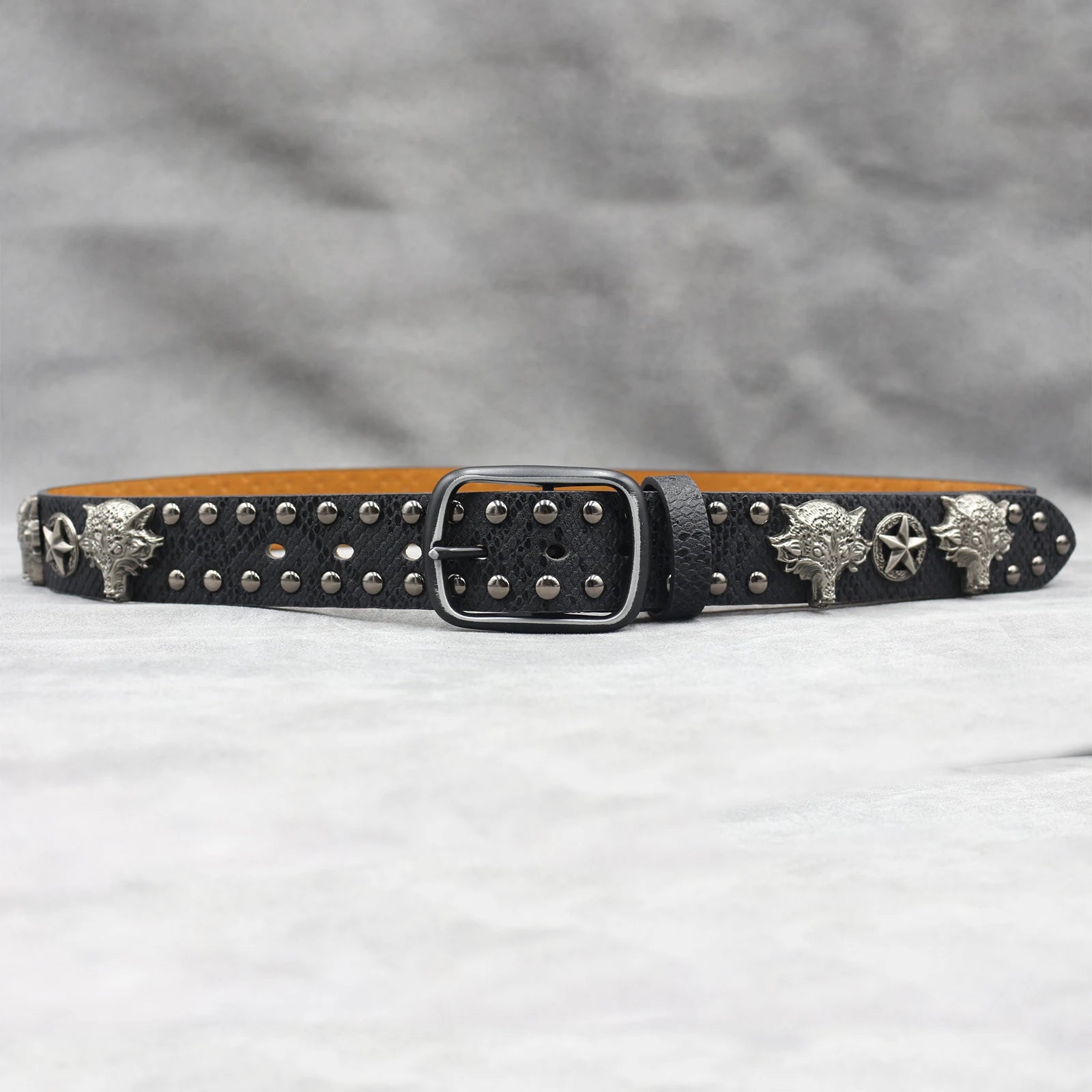 Fashion Wolf Rivet Belt – Studded Skull Punk Rock belt LUNARITY GARAGE