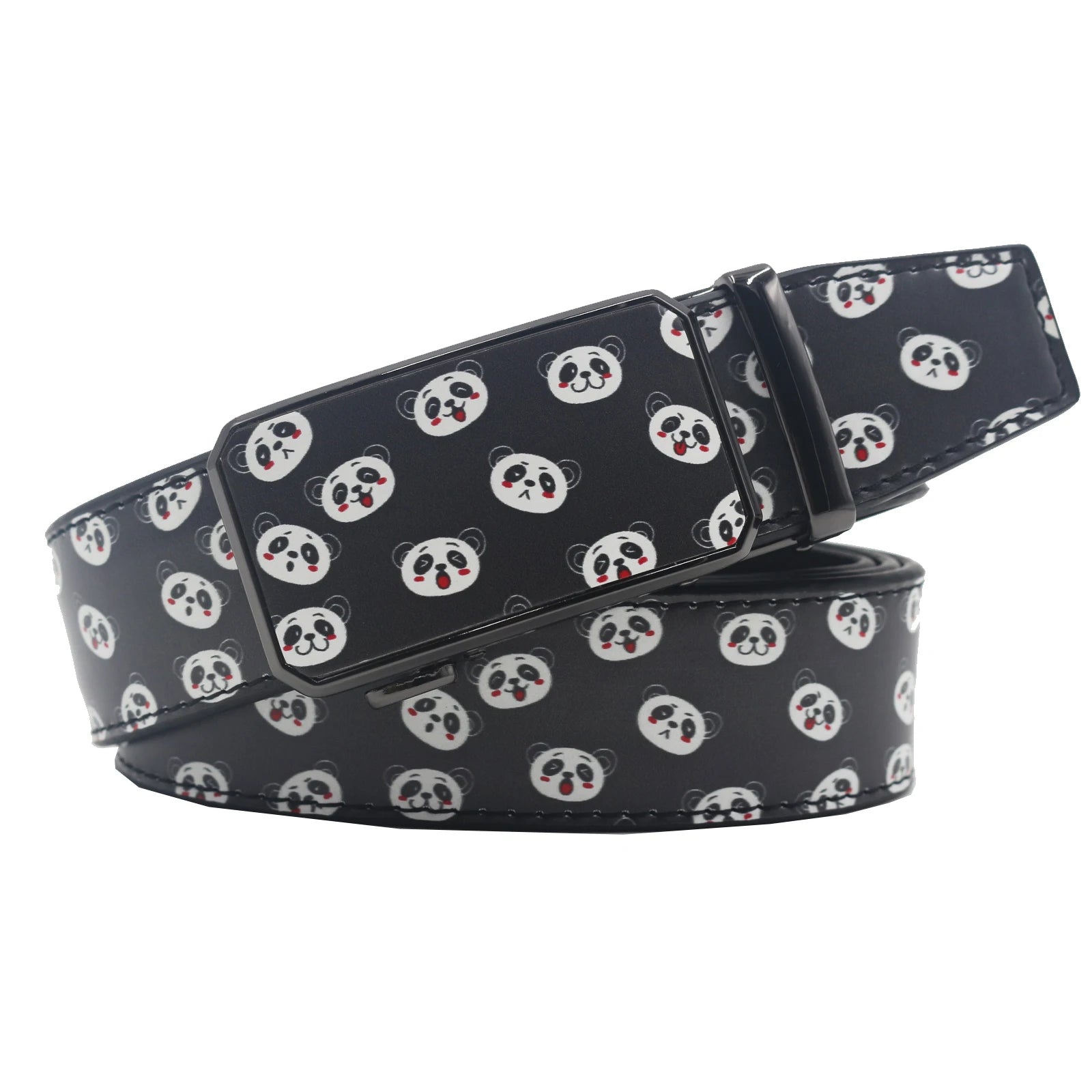 Elegant Hip Hop Automatic Buckle Belt – Luxury Vintage Print (3.5cm) belt LUNARITY GARAGE Panda-Black 90cm