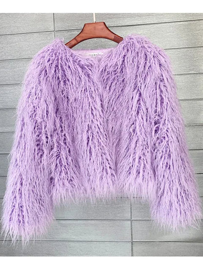 Fur Coats Women Autumn Winter Top Fashion Pink Faux Fur Coat Elegant Thick Warm Faux Fur Jackets for Women 2025 coat LUNARITY GARAGE Light Purple S