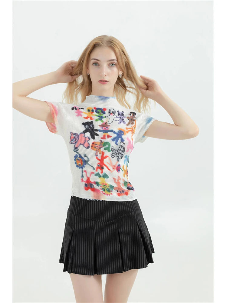 Women's Harajuku Korean Y2K Graphic Print Tee – Vintage Summer Streetwear t shirt LUNARITY GARAGE White One Size