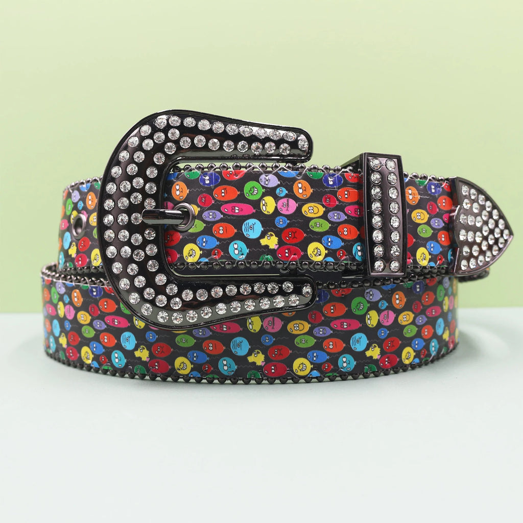 Colorful Balloon Print Gothic Rhinestone Belt – Y2K belt LUNARITY GARAGE