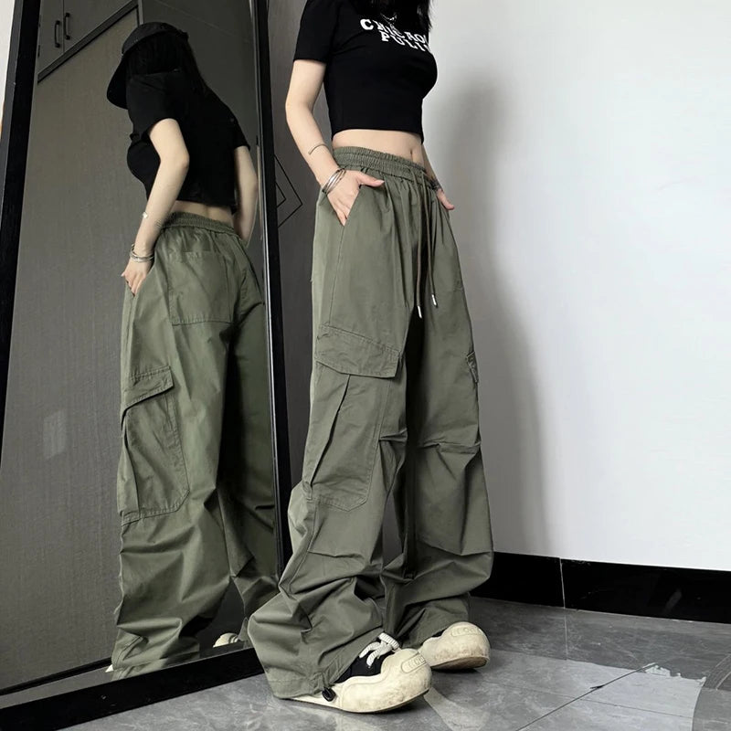 Y2K High Waist Wide Leg Cargo Pants – Streetwear Essential Pants LUNARITY GARAGE