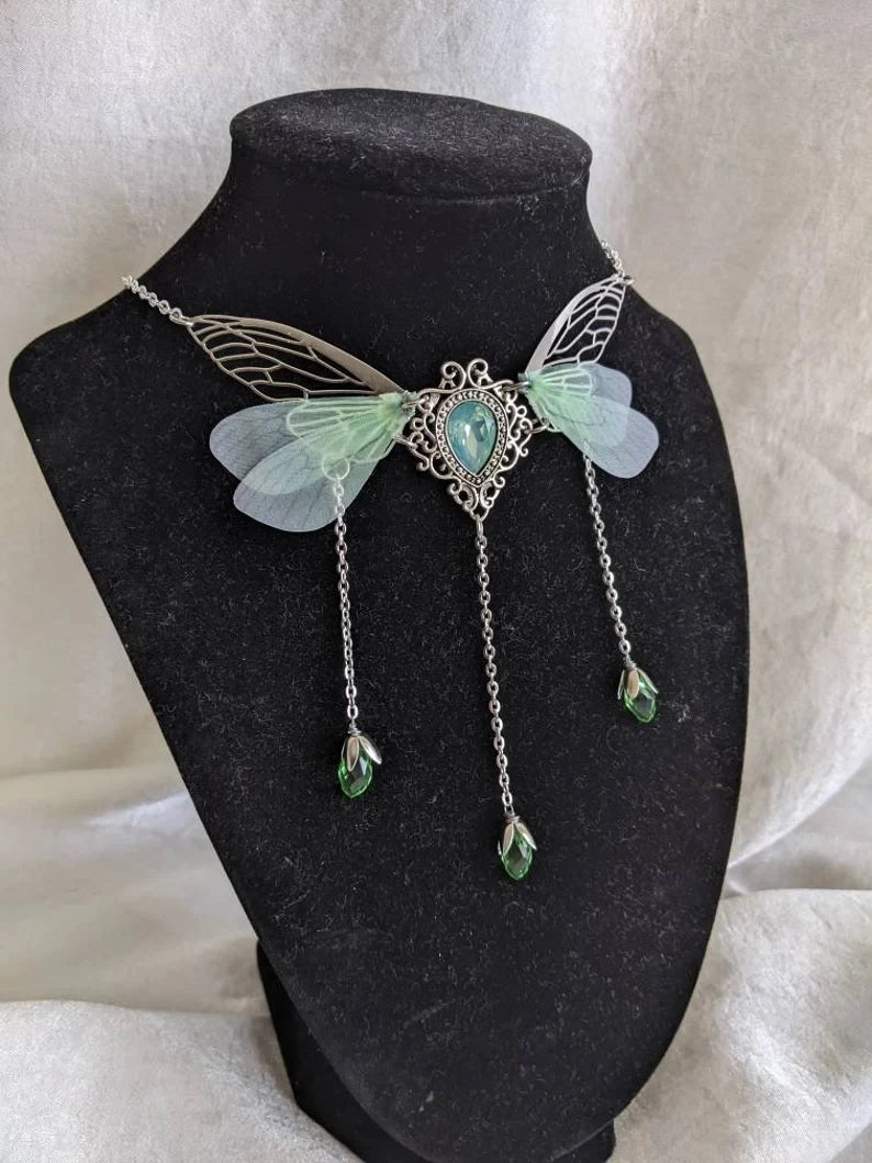 Enchanted Faerie Queen Wing Necklace Necklace Lunarity Garage Green