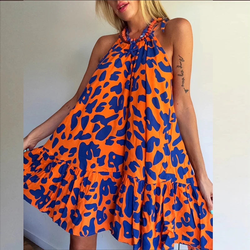 Blossom in Style: The Sexy Halter Floral Print Mini Dress Dress LUNARITY GARAGE