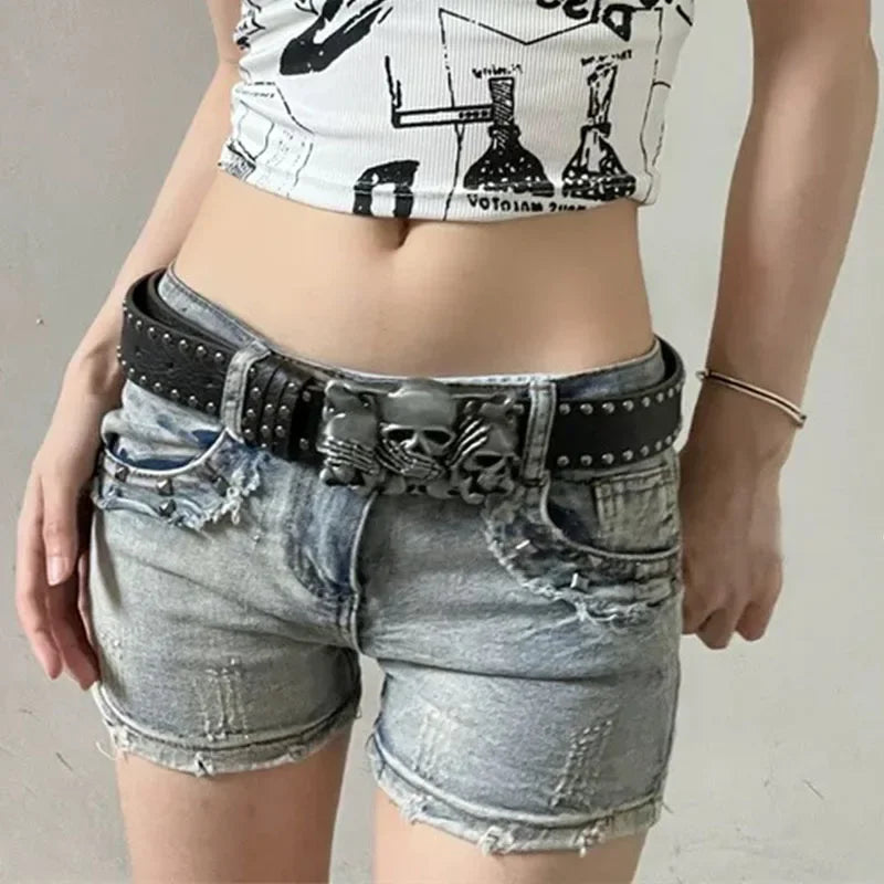 Punk Skull Hand Belt – Gothic Y2K Skeleton Hand Leather Belt with Rivets for Men and Women, Harajuku Halloween Accessories belt LUNARITY GARAGE   