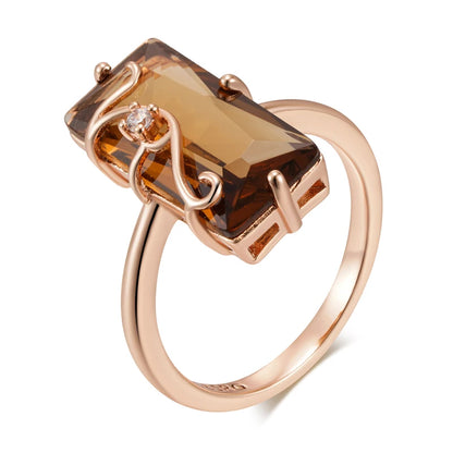 Vintage 585 Rose Gold Square Ring with Light Brown Natural Zircon necklaces LUNARITY GARAGE 7  