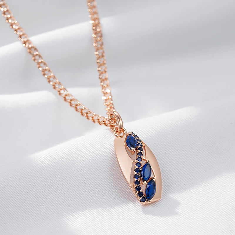 Shiny Rhombus Blue Natural Zircon Pendant Necklace necklaces LUNARITY GARAGE   