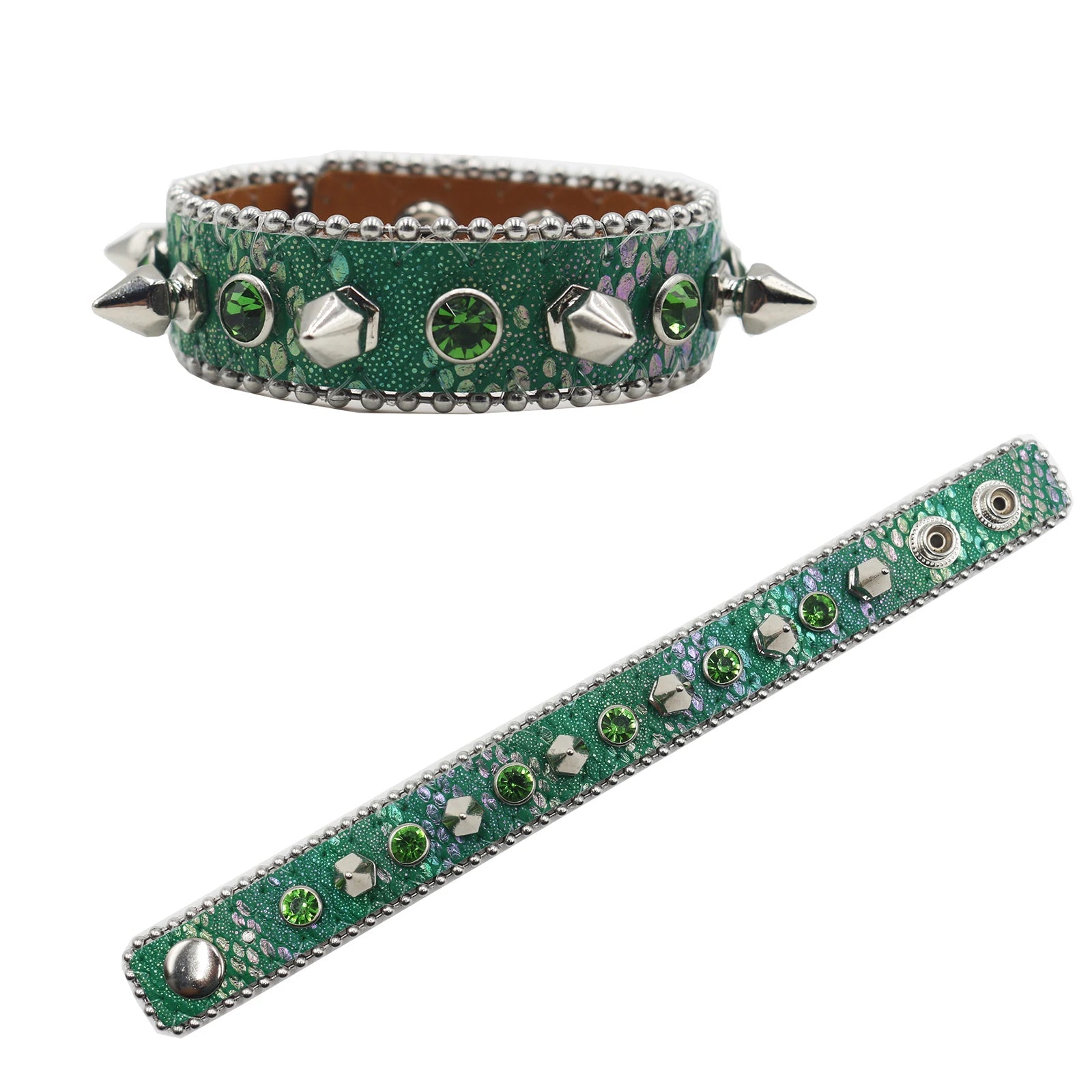 Rhinestone Denim Bracelet – Hip Hop Punk Rock Y2K Style (Unisex) bracelets LUNARITY GARAGE Green