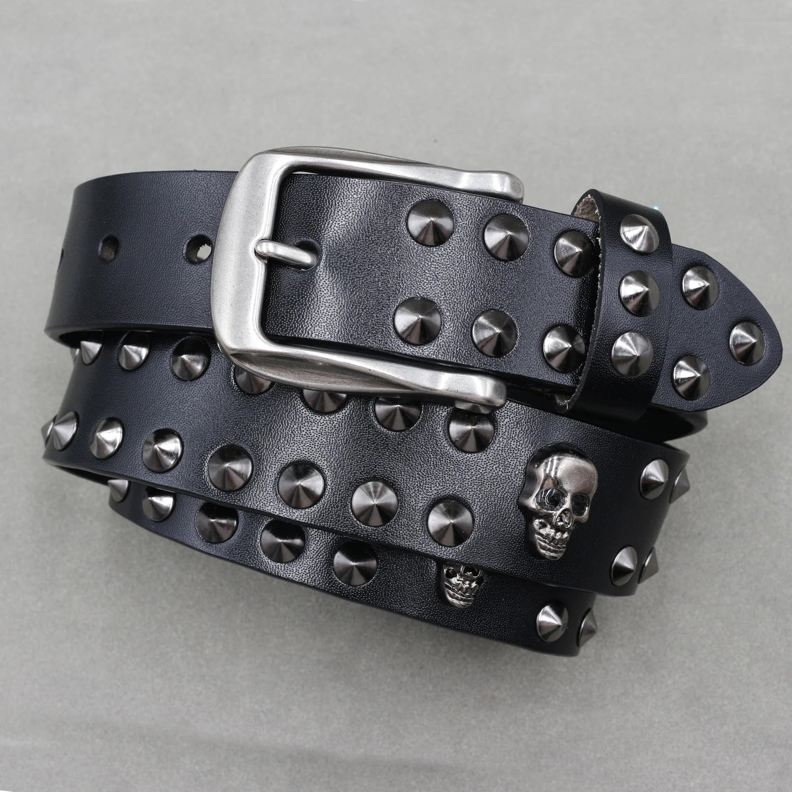 Metal Rivet Cowboy Belt – Genuine Cowskin Leather Punk Jeans Belt (Unisex) Belt Lunarity Garage 4 110cm