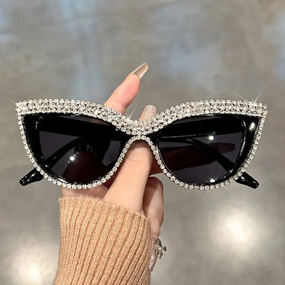 Bling Rhinestone Cat Eye Sunglasses – Luxury Decorative Shades for Women & Party Props Sunglasses Lunarity Garage Black