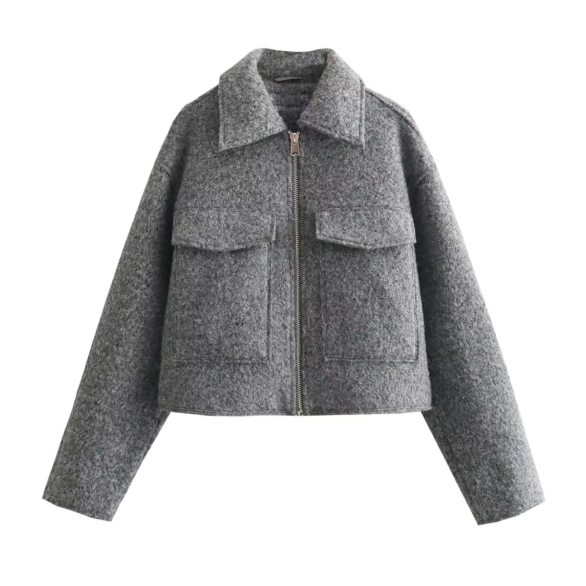 Tweed Cropped Zip-Up Jacket – Women’s Streetwear for Autumn/Winter jacket LUNARITY GARAGE