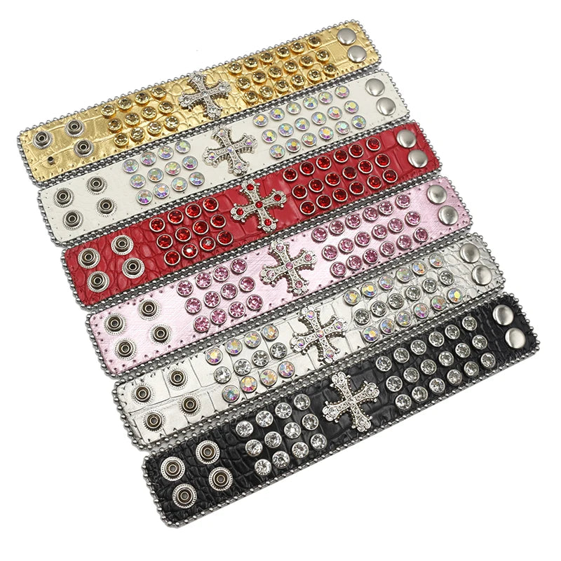 Rhinestone Cross Bracelet – Shiny Crystal Unisex Party Jewelry Bracelets LUNARITY GARAGE