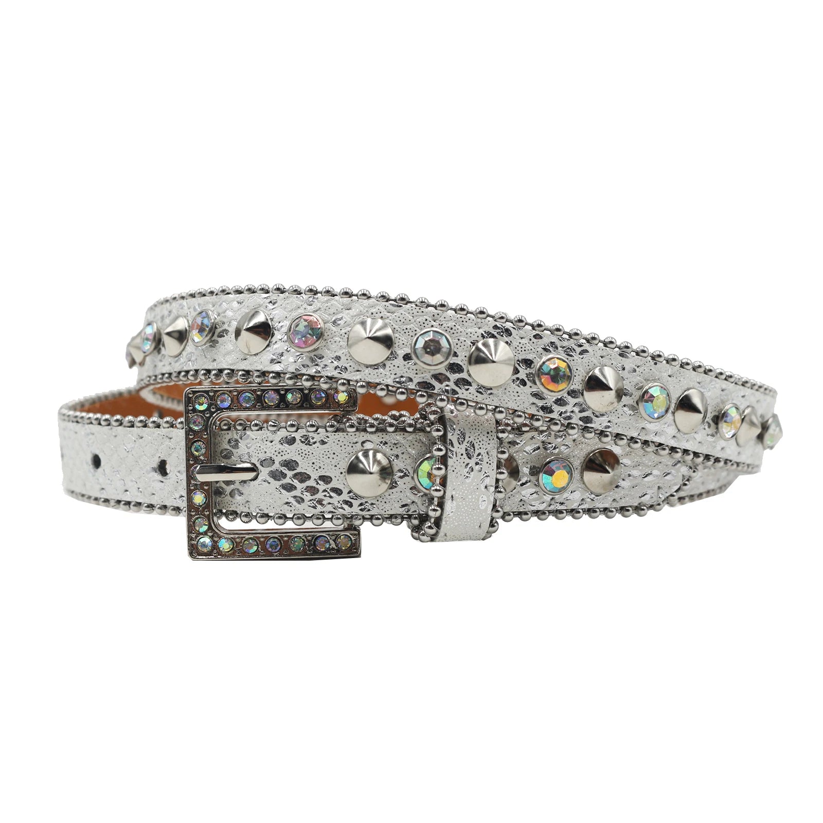 Women’s Rhinestone Leopard Belt – Western Crystal Square Buckle belt LUNARITY GARAGE