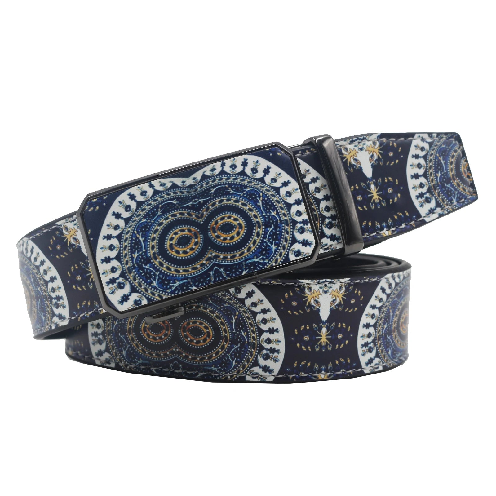 Elegant Hip Hop Automatic Buckle Belt – Luxury Vintage Print (3.5cm) belt LUNARITY GARAGE Eye 90cm