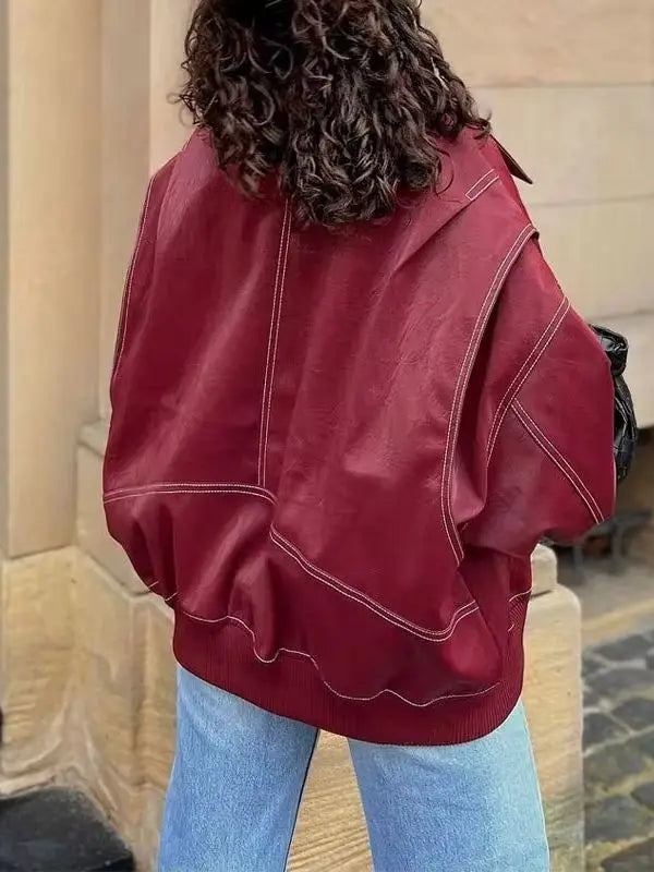 Vintage Contrast Stitch Lapel Long Sleeve Jacket Jackets LUNARITY GARAGE