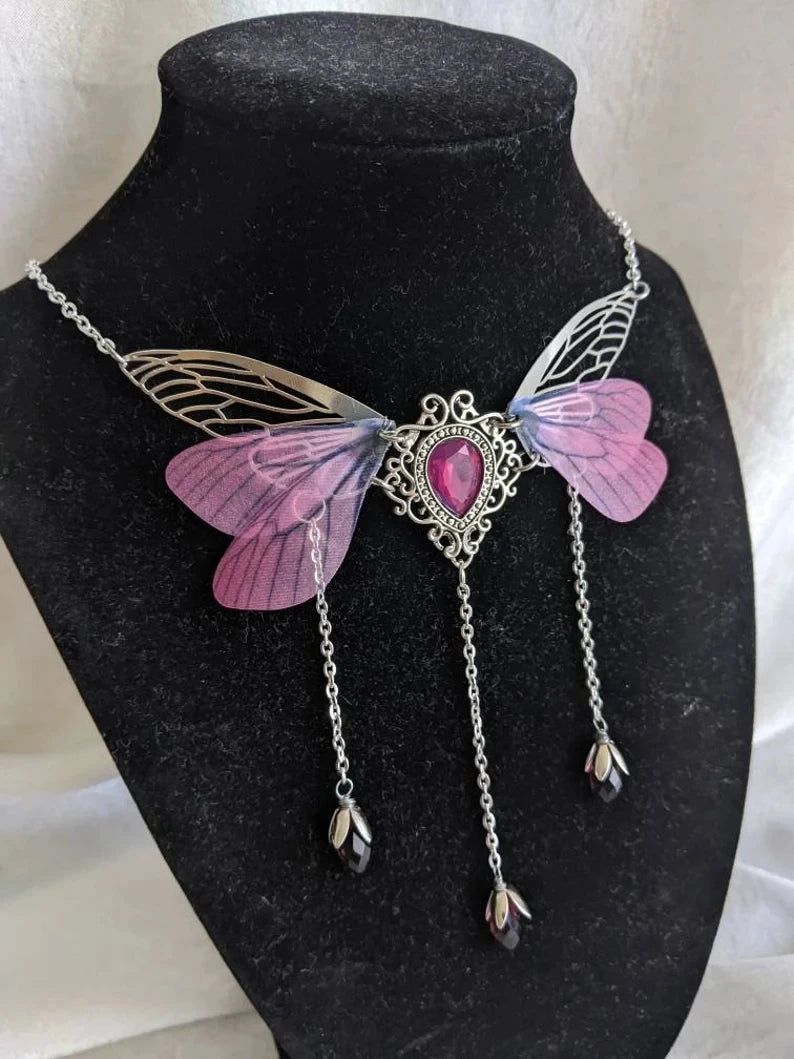 Enchanted Faerie Queen Wing Necklace Necklace Lunarity Garage Soft Purple