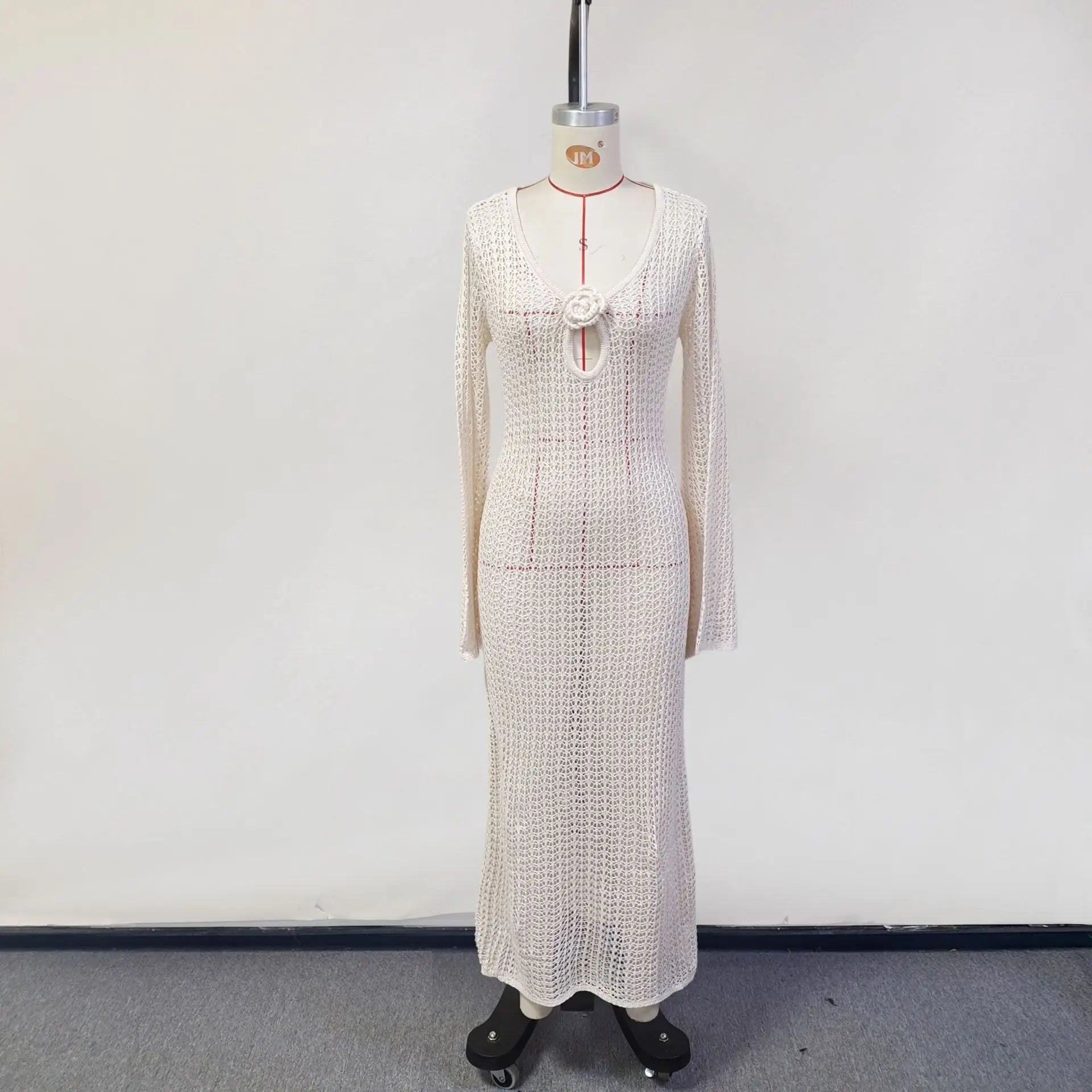 Hollow Out Knitted Long Dress | Elegant Beach Cover-Up & Sexy Swimwear Outfit cover up LUNARITY GARAGE