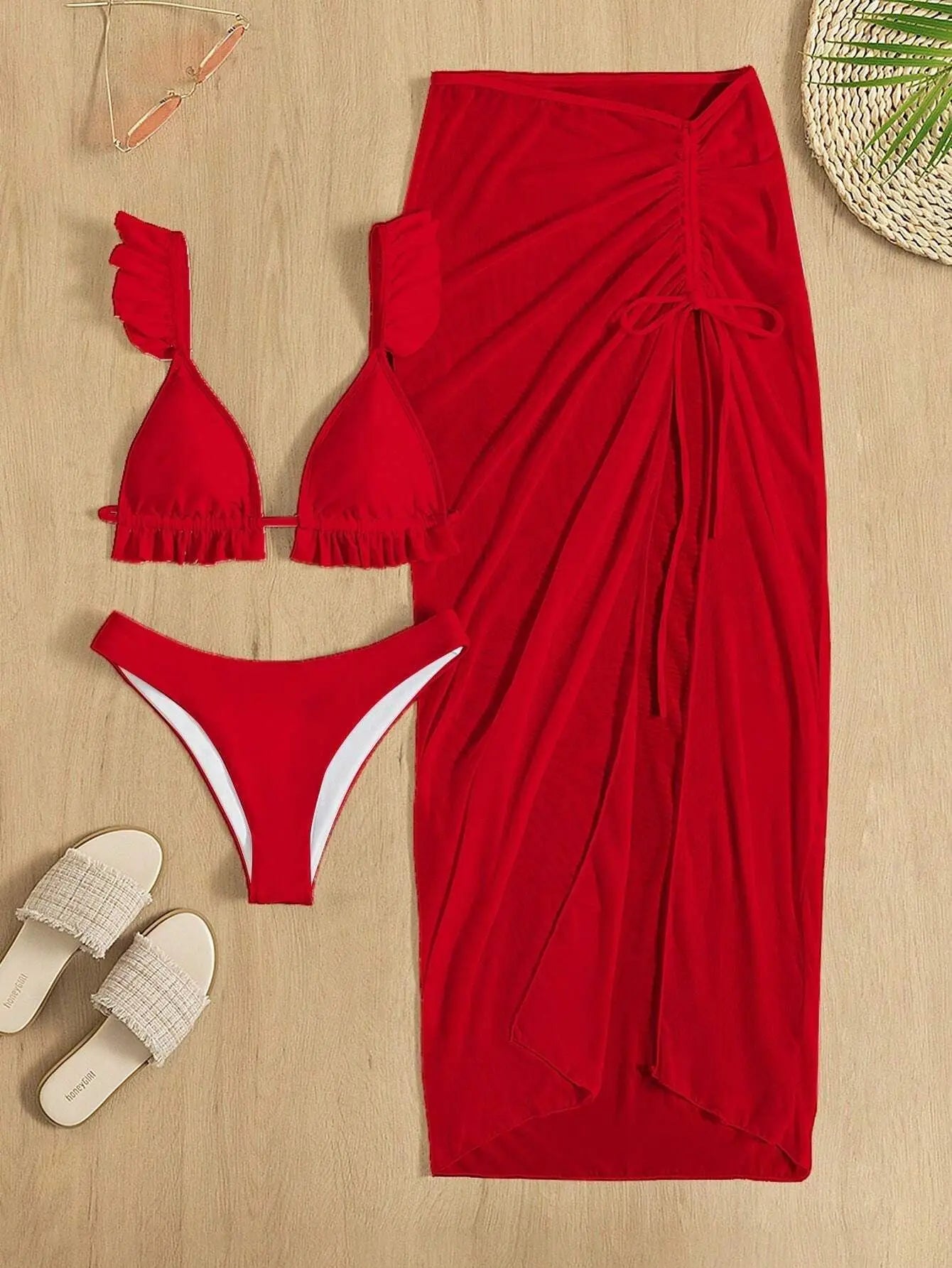 The Printed Split Bikini Three-Piece Swimsuit Set Bikini Set LUNARITY GARAGE