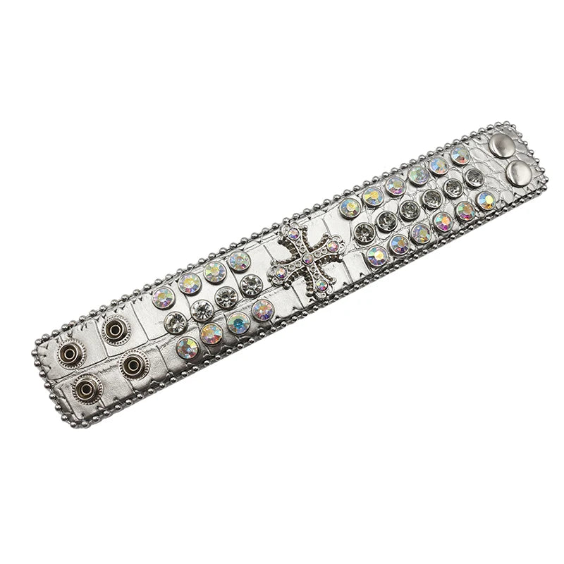 Rhinestone Cross Bracelet – Shiny Crystal Unisex Party Jewelry Bracelets LUNARITY GARAGE