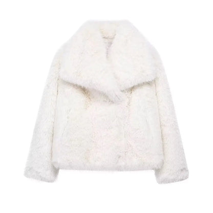 Vintage Cropped Faux Fur Jacket – Elegant Winter Style fur coat LUNARITY GARAGE White XS