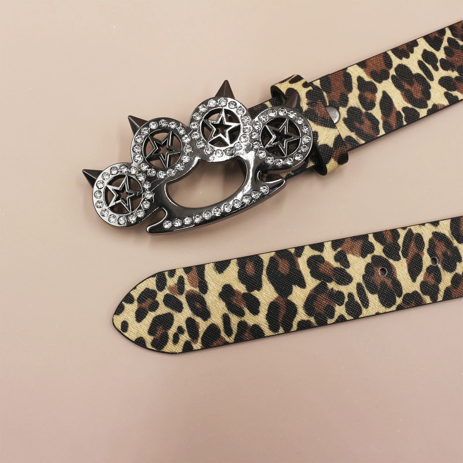 Leopard Print Rhinestone Y2K Belt - Hip Hop Western Shiny Waistband Belt LUNARITY GARAGE