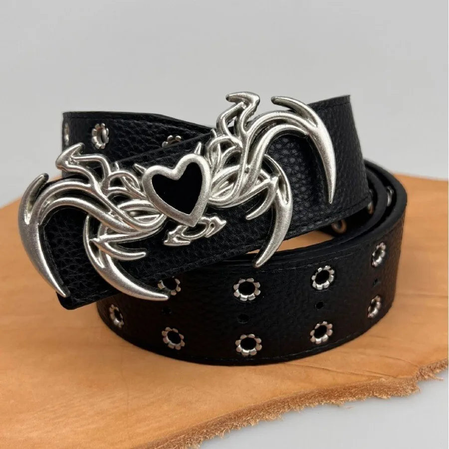 New Punk Embossed Love Belt - Versatile Gothic Style Belt LUNARITY GARAGE Black 110 cm