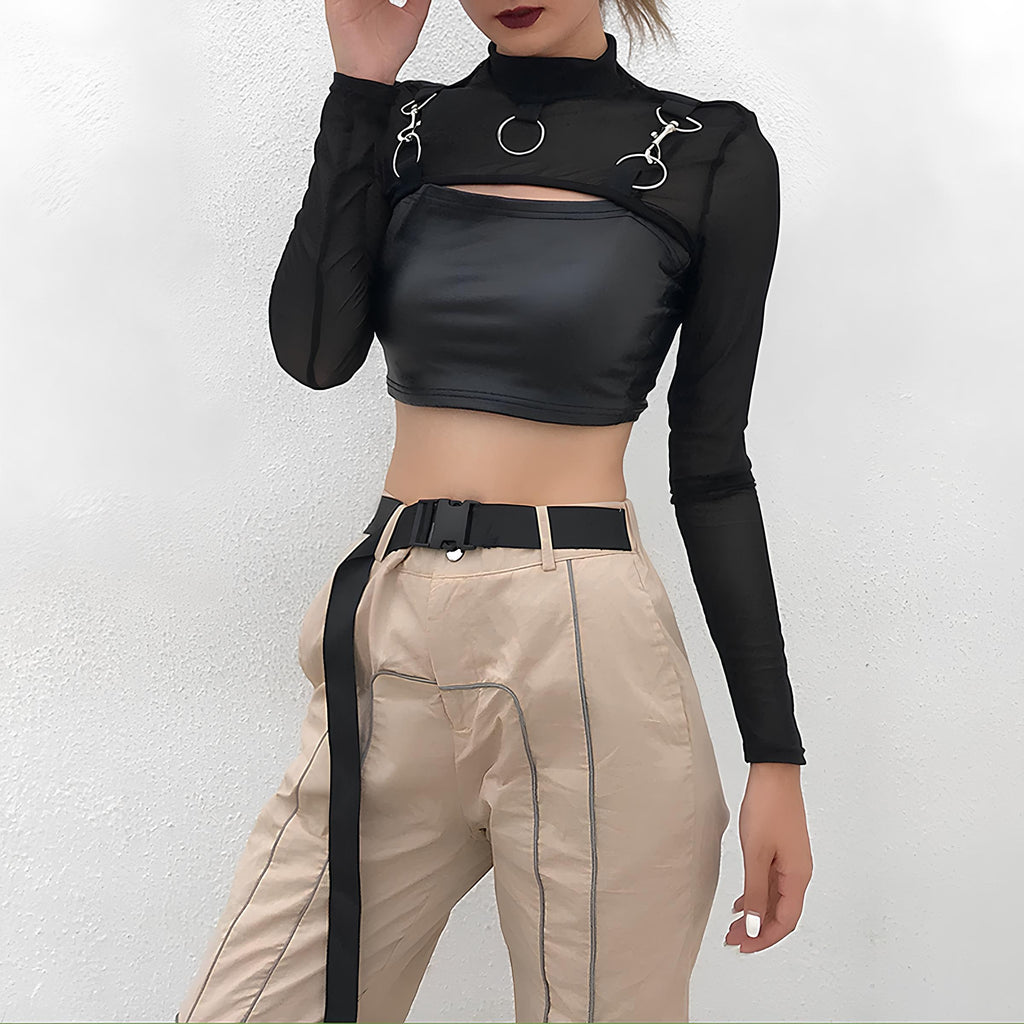 Sexy Gothic Mesh Crop Top crop top Lunarity Garage   