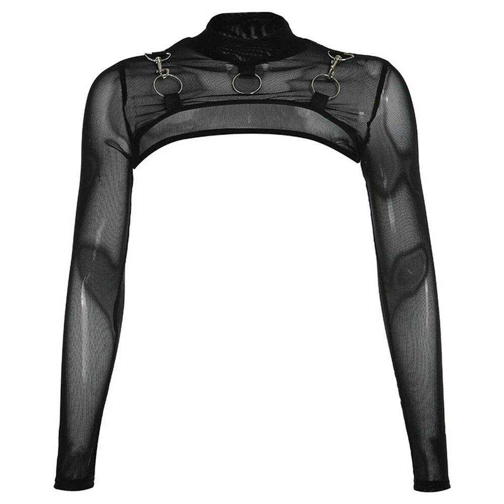 Sexy Gothic Mesh Crop Top crop top Lunarity Garage   