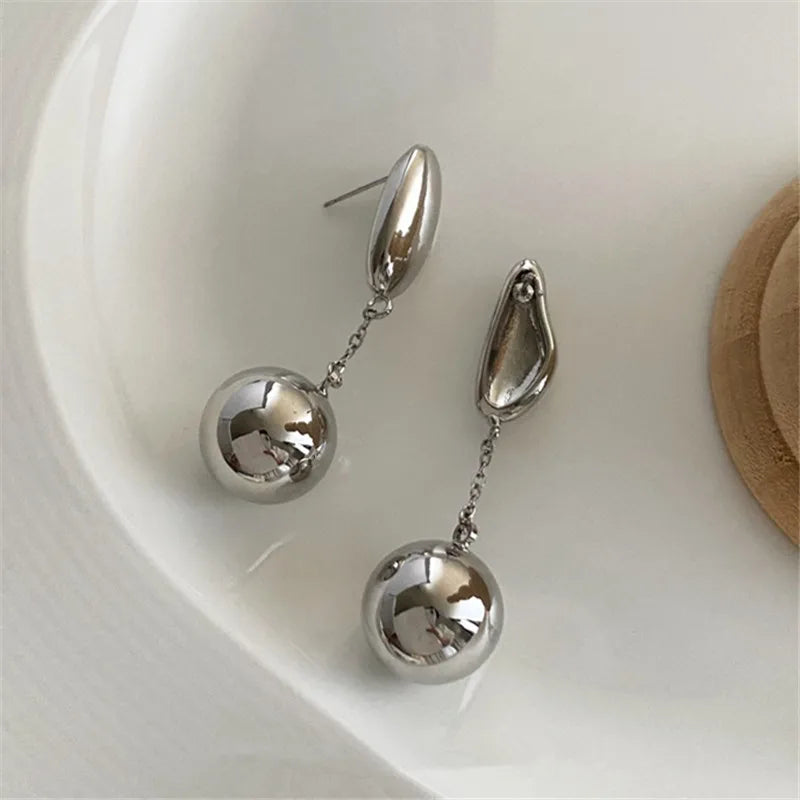 Asymmetric Long Metal Ball Drop Earrings Earrings Lunarity Garage