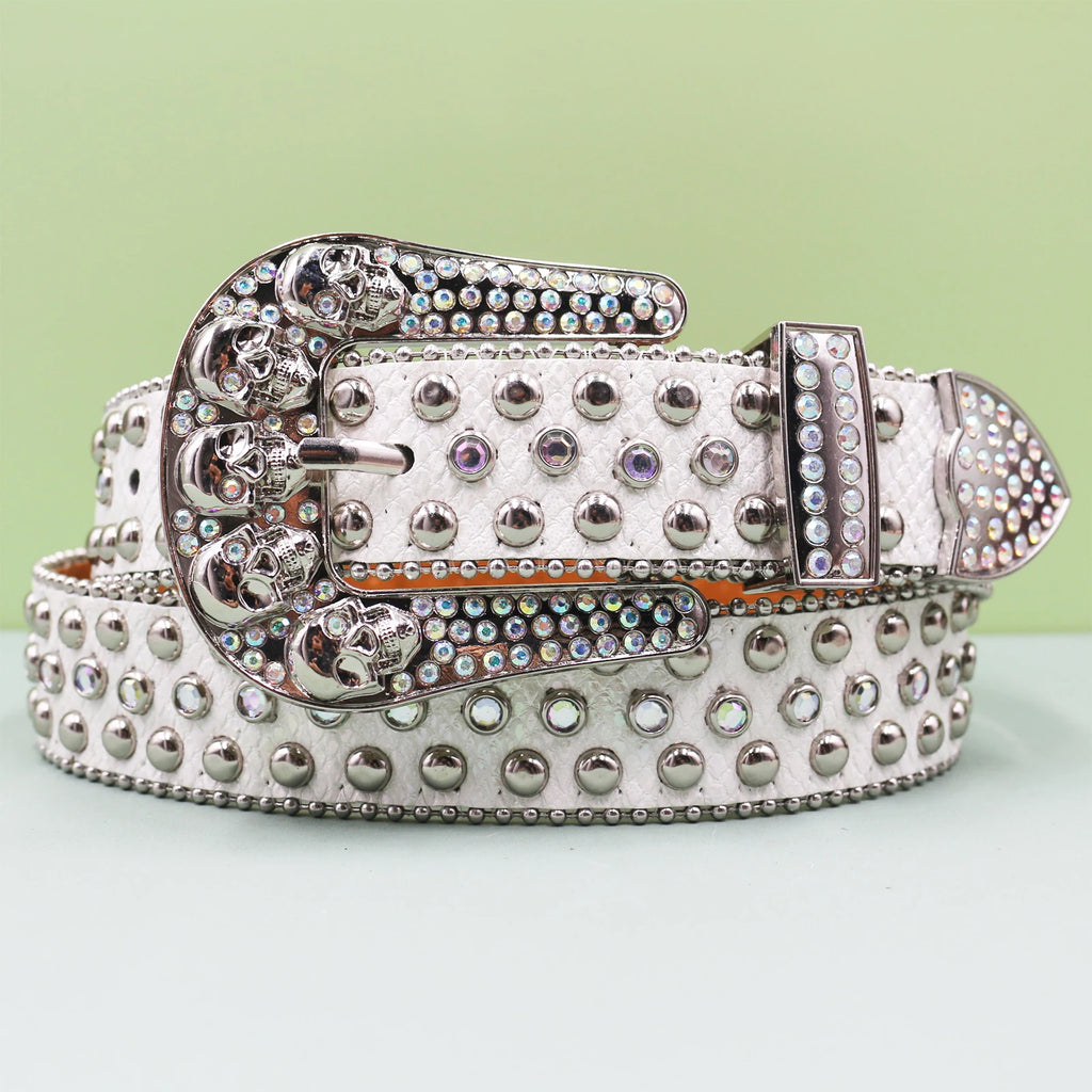Women’s Punk Skull Pin Buckle Belt – Vintage Rivet Style belt LUNARITY GARAGE