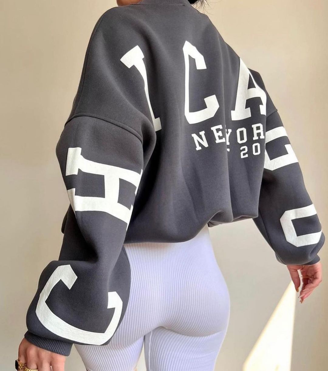 Back Letters Print Oversized Sweatshirt – Cozy Streetwear for Autumn & Winter Sweatshirts Lunarity Garage