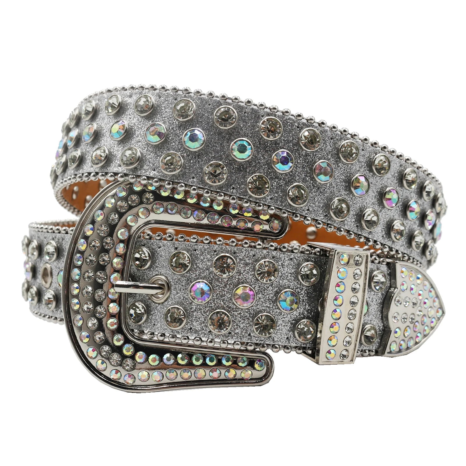 Luxury Rhinestone Western Belt – Crystal Studded Cowboy & Cowgirl Style belt LUNARITY GARAGE Shiny silver 2 105Cm
