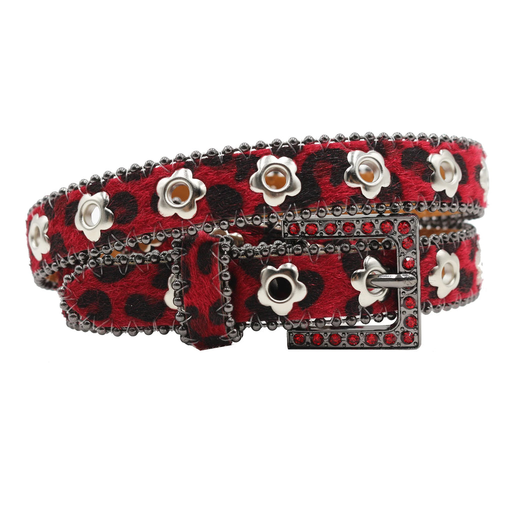 Hollow Flower Rhinestone Square Buckle Belt – Y2K Punk Luxury Waistband belt LUNARITY GARAGE