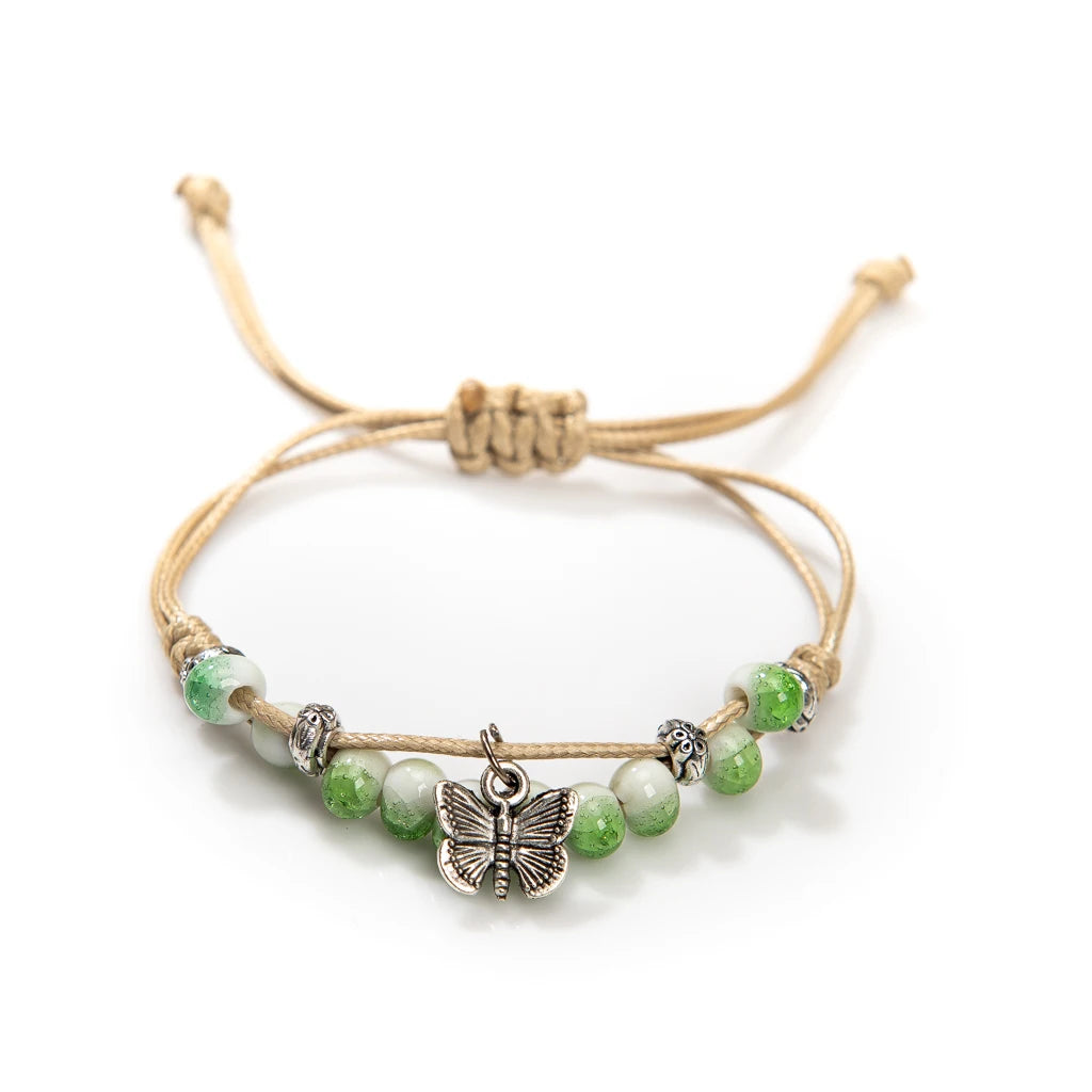 Handmade Butterfly Ceramic Cracked Ice Vintage Adjustable Bracelet bracelets LUNARITY GARAGE H920E