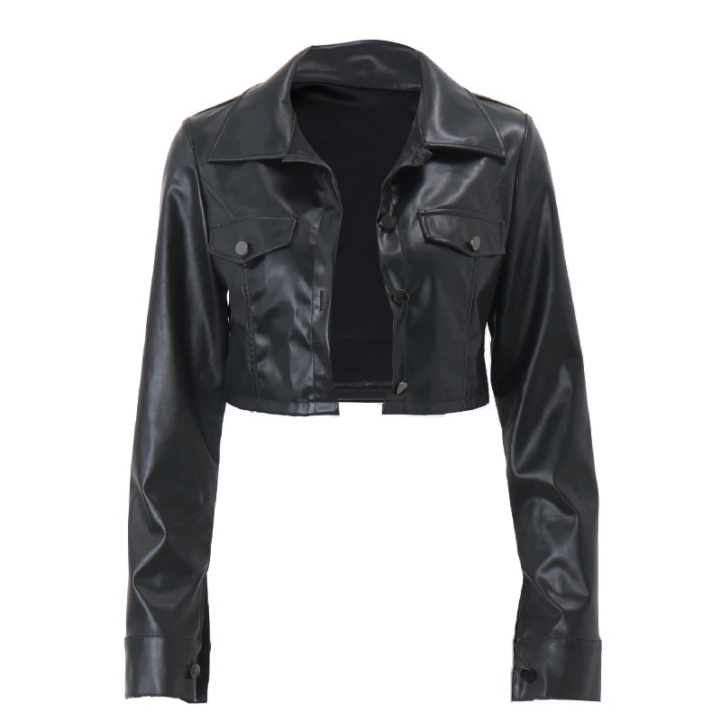 Autumn Faux Leather Short Jacket – Bold Y2K Street Style Jackets Lunarity Garage