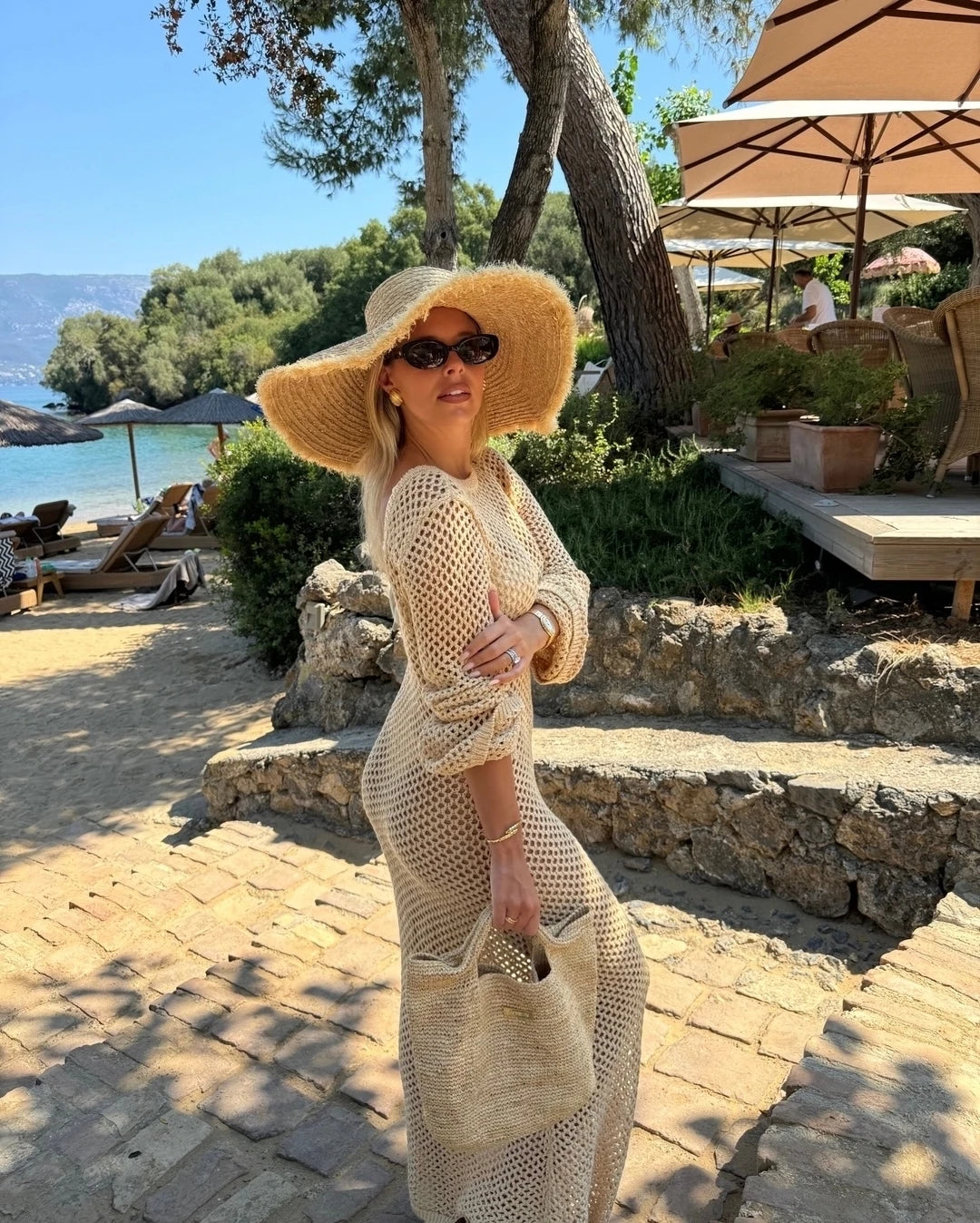 Sexy U-Neck Bell Sleeve Knit Maxi Dress | Summer Beach Cover-Up & Holiday Outfit K21 cover up LUNARITY GARAGE