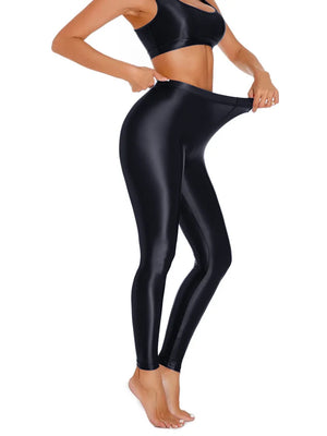 Sexy Shiny Pencil Pants – Elastic Oil Glossy Sheer Leggings (Ankle-Length)