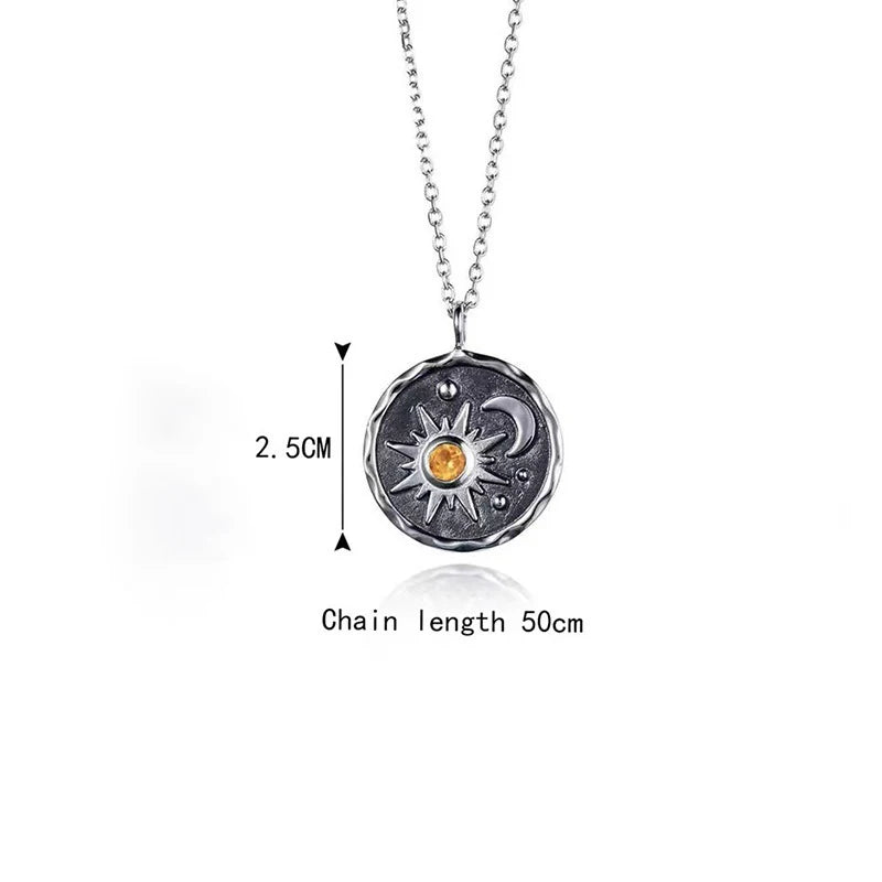 Vintage Boho Sun & Moon Pendant Necklace – Women’s Alloy Clavicle Chain Jewelry Necklace Lunarity Garage