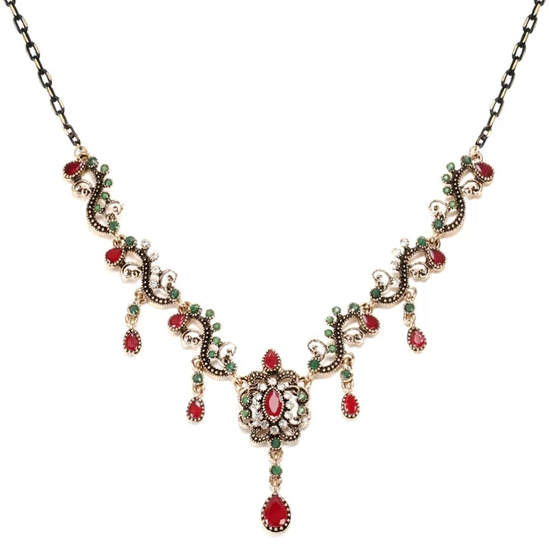Luxury Gray Crystal Flower Necklace – Vintage Boho Ethnic Jewelry Necklace Lunarity Garage
