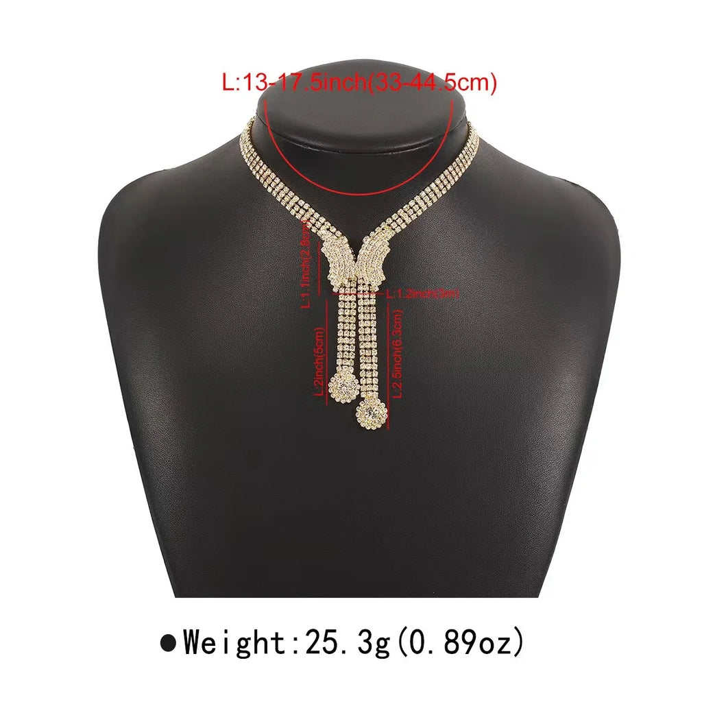Luxury Rhinestone Butterfly V-Shaped Choker Necklace Necklace Lunarity Garage   