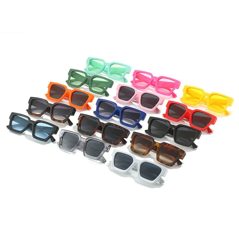 Vintage Square Candy Color Sunglasses – UV400 Gradient Designer Shades Sunglasses LUNARITY GARAGE