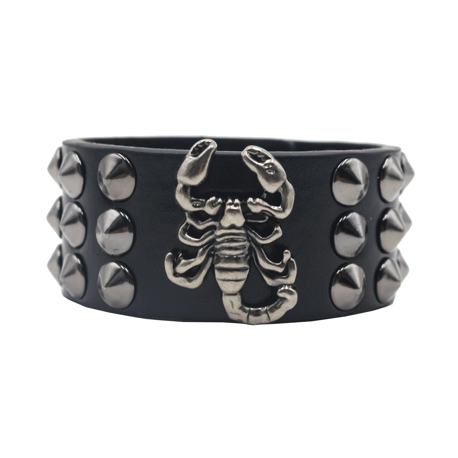 Punk Hip Hop Rock Genuine Leather Bracelet – Chain Rivet Unisex Bangle bracelets LUNARITY GARAGE Scorpion