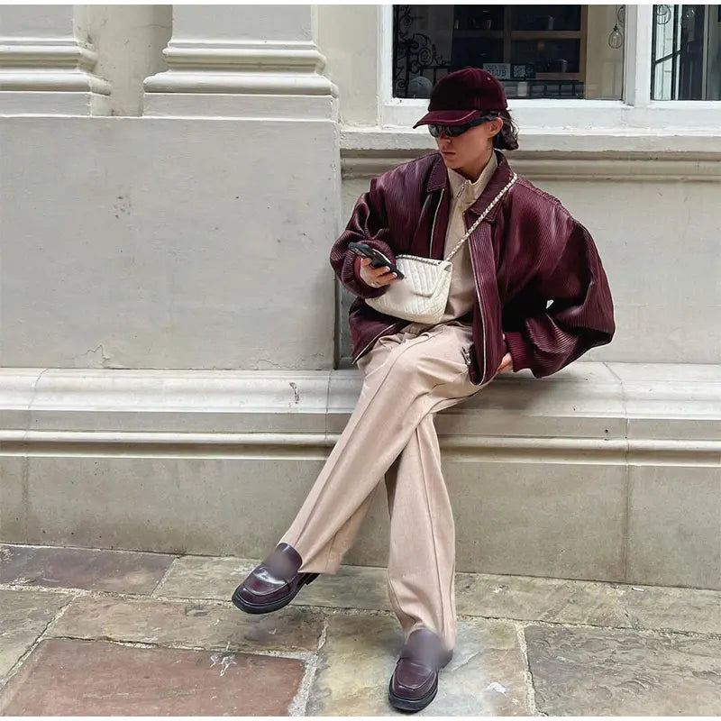 Vintage Contrast Stitch Lapel Long Sleeve Jacket Jackets LUNARITY GARAGE