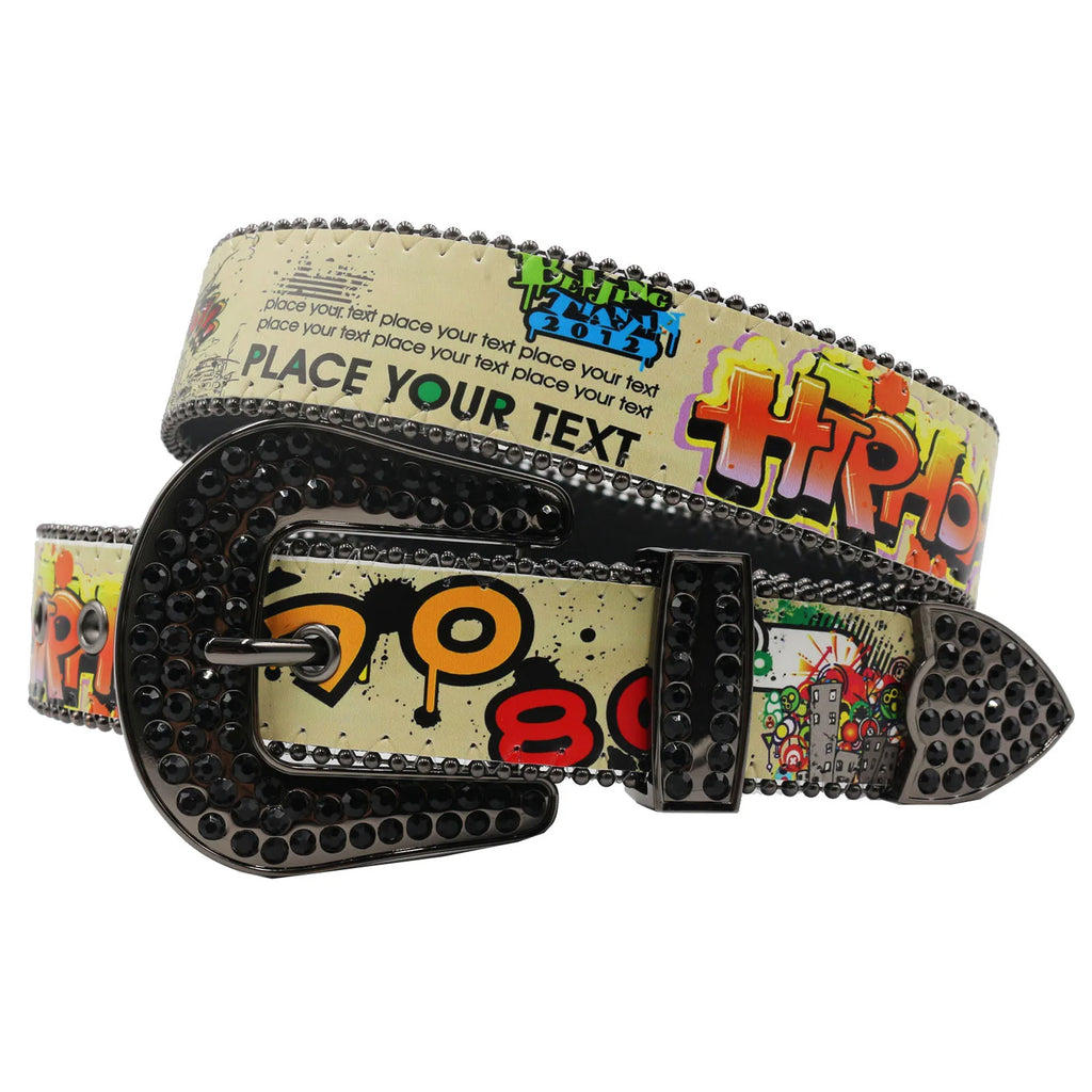 Punk Black Rhinestone Belt – Y2K Western Cowboy Designer Belt belt LUNARITY GARAGE