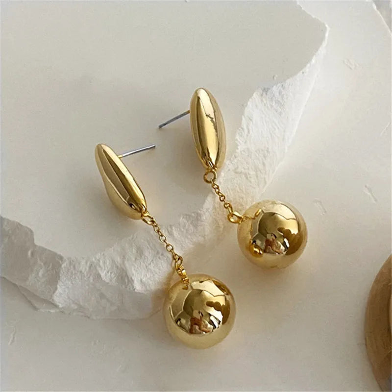 Asymmetric Long Metal Ball Drop Earrings Earrings Lunarity Garage