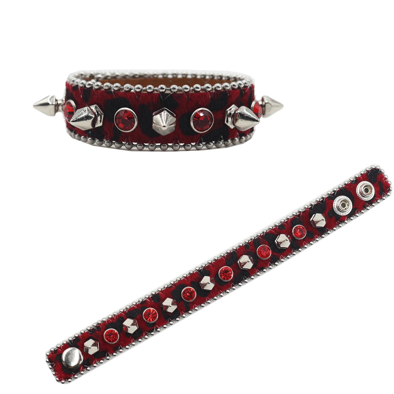 Superior Rhinestone Y2K Bracelet – Punk Style PU Leather Strap (Unisex) Bracelets LUNARITY GARAGE Red