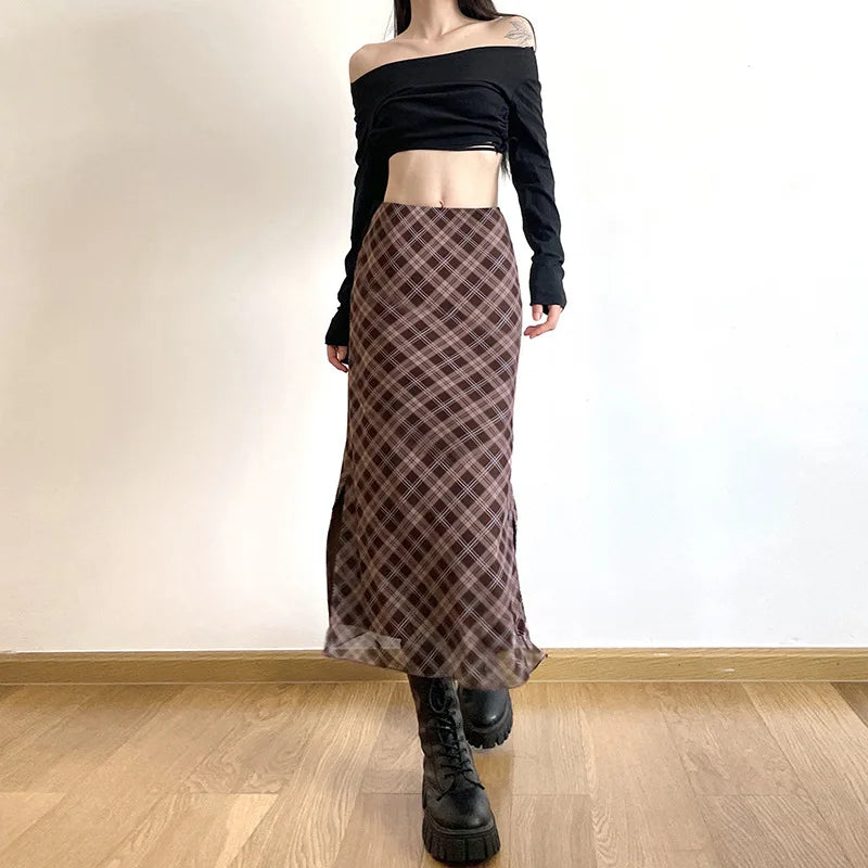 Plaid Print Wrap Pencil Skirt – Vintage Elegance with a Modern Twist Skirts LUNARITY GARAGE