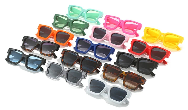 Vintage Square Candy Color Sunglasses – UV400 Gradient Designer Shades Sunglasses LUNARITY GARAGE