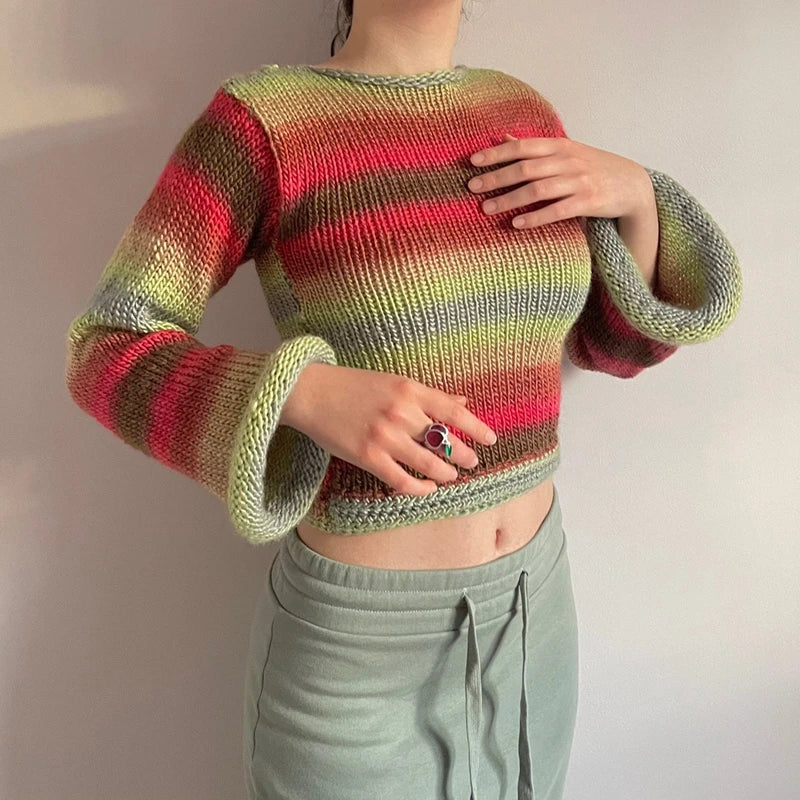 90s Streetwear Color Block Crochet Knit Crop Top – Bold & Trendy crop top Lunarity Garage 5 S