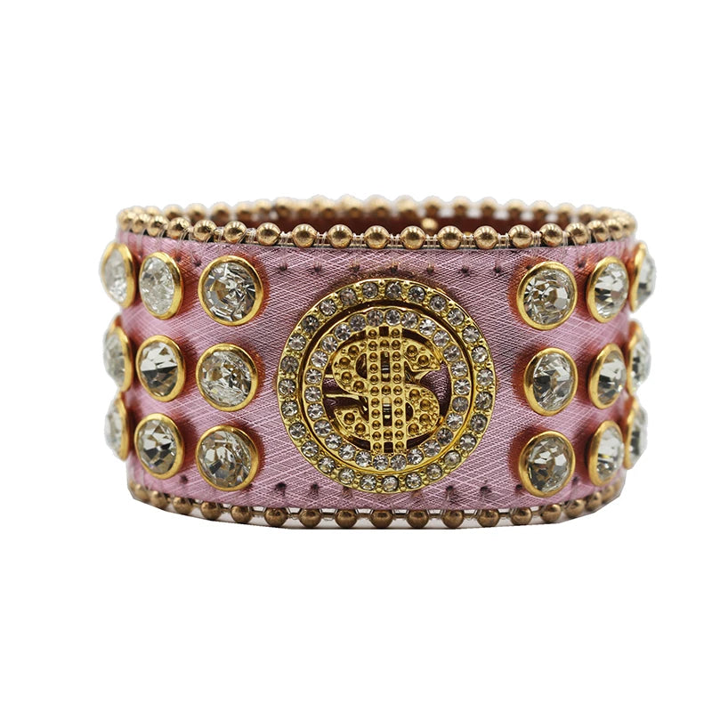 Western Rhinestone Spinner Bracelet Bracelets LUNARITY GARAGE MJ-Pink